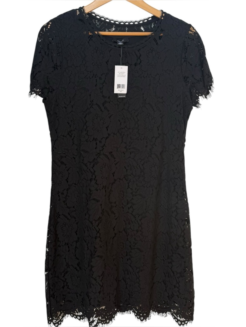 IMNYC by Isaac Mizrahi Short Sleeve Lace Detail Black Dress. LBD. Medium. NEW.